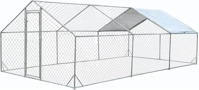 HOOYEAH Large Metal Chicken Run Walk-in Poultry Cage